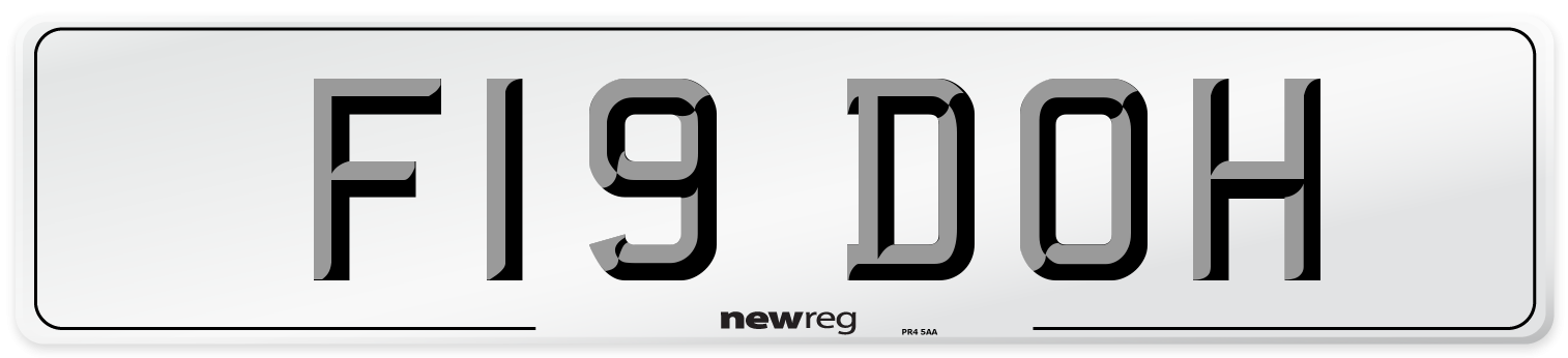 F19 DOH Number Plate from New Reg